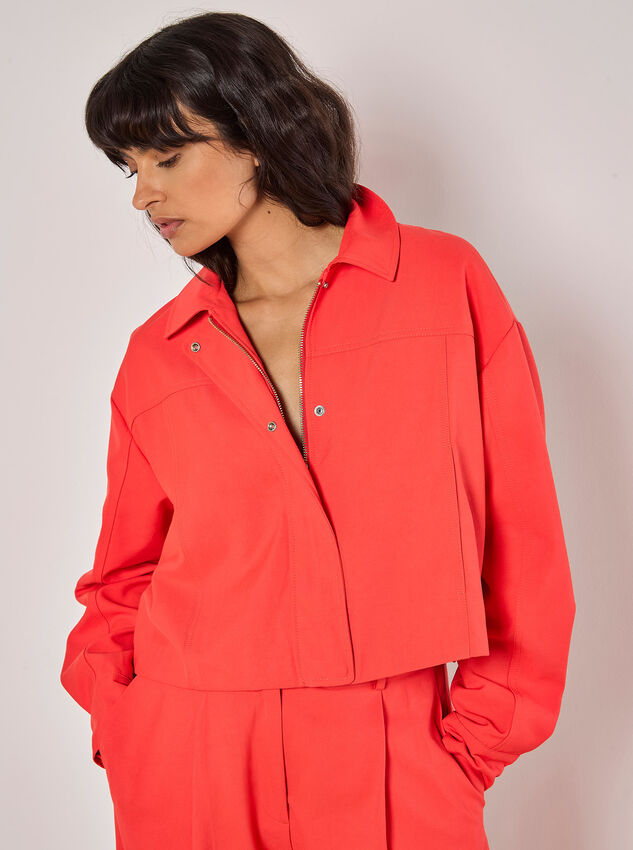 Soft Tailored Cropped Jacket, Red, large