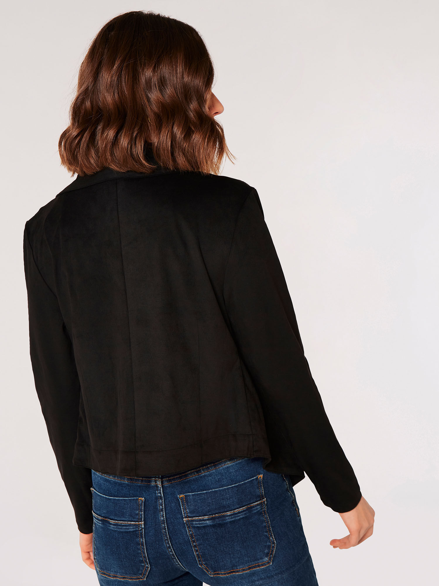 Cropped Suede Waterfall Jacket Apricot Clothing