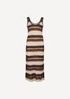 Crochet Stripe Midaxi Dress, Brown, large