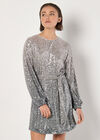 Ombre Sequin Mini Dress, Grey, large