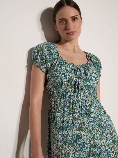 Watercolour Floral Milkmaid Midi Dress