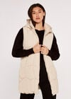 Hooded Zip Puffer Gilet, Stone, large
