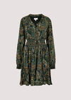 Paisley Print Ruffle Mini Dress, Green, large