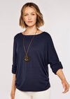 Ruched Side Top, Navy, large