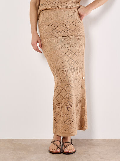 Pointelle Knit Maxi Skirt