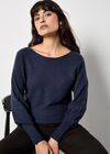 Diamante Ribbed Batwing Jumper, Navy, large