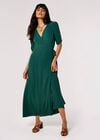 Puff Sleeve Wrap Maxi Dress, Green, large