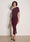 Cotton Ruched T-Shirt Maxi Dress, Burgundy, large