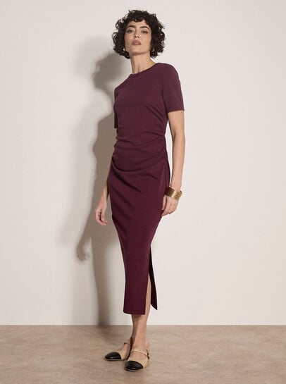 Cotton Ruched T-Shirt Maxi Dress