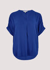 Chevron V Neck Top, Blue, large