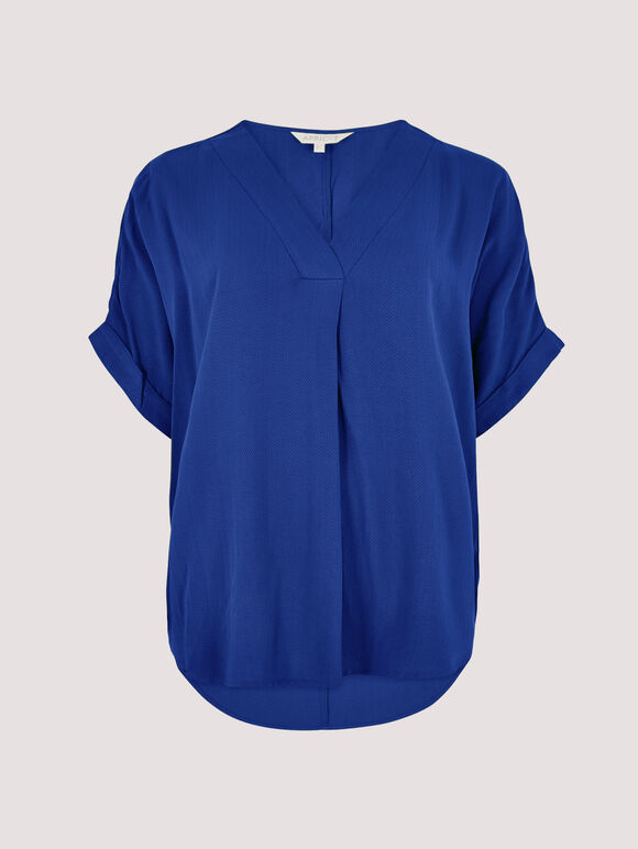 Chevron V Neck Top, Blue, large