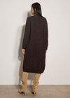 Chunky Cable Knit Longline Cardigan, Brown, large