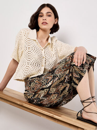 Chevron Print Culotte Trousers