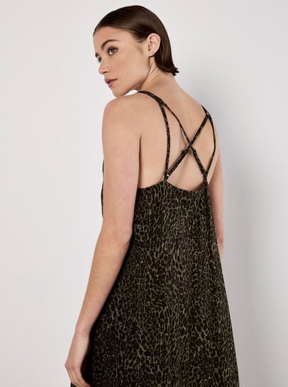 Animal Print Crepe Maxi Slip Dress