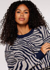 Bright Zebra Chunky Knit Jumper, Gris, grand