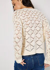 Diamond Pointelle Boxy Jumper, Cream, large