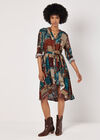 Patchwork Paisley Shirt Mini Dress, Rust, large
