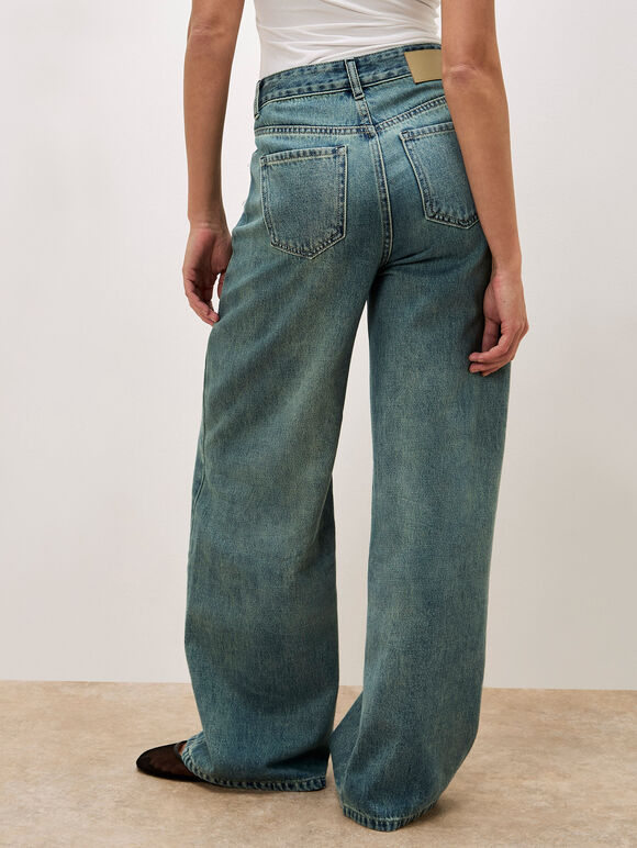 Ellie Wide Leg Boyfriend Jeans, Blue, large