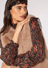 Faux Fur Cropped Gilet, Brown, large