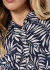 Leaf Print Shirt Midi Dress, Navy, large