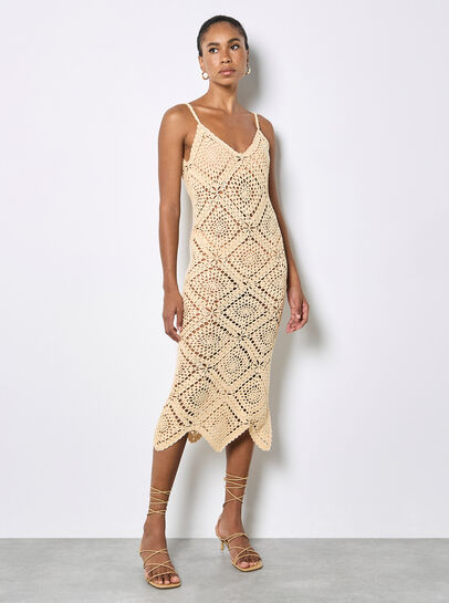 Hand-Knit Crochet Midi Dress
