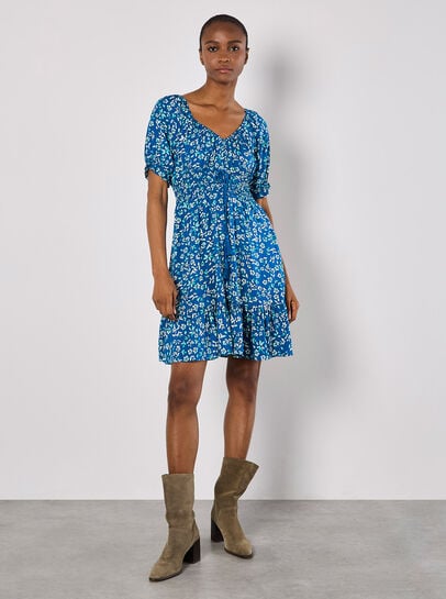 Sarasa Floral Bardot Mini Dress