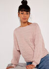 Stripe Knit Batwing Jumper, Pink, large