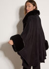 Faux Fur Trimmed Cape, Black, large