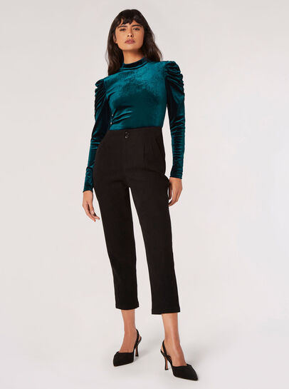 Velvet Ruched Shoulder Top