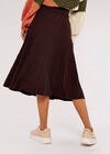 Pleated Midi Skirt, Brown, large