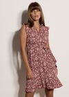 Ditsy Ruffle Mini Dress, Burgundy, large