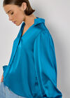 Soft Satin Shirt, Blue, large