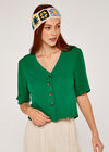 Button Front Crop Top, Green, large