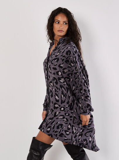 Cheetah Oversized Shirt Mini Dress