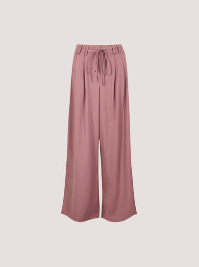 Pleat Detail Wide Leg Drawstring Trousers