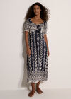 Butterfly Border Print Midi Dress, Navy, large