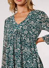Floral Babydoll Mini Dress, Green, large