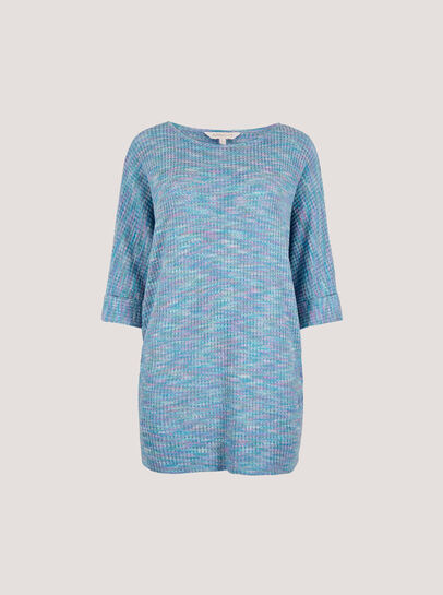 Multi-Coloured Waffle Knit Longline Top