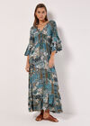 Patchwork Scarf Print Maxi Dress, Blue, large