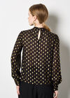 Gold Foil Print Crepe Top, Black, large