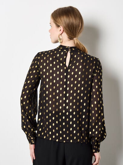Gold Foil Print Crepe Top