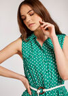 Polka Dot Midi Shirt Dress, Green, large
