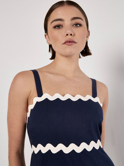Ric Rac Trim Cotton Midaxi Dress
