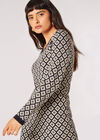 Geo Diamond Knit Mini Dress, Khaki, large