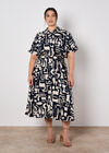 Geo Grecian Shirt Midi Dress, Navy, large
