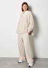Cable Knit Oversized Chunky Jumper, Stone, large