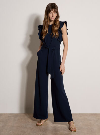 Ruffle Sleeve Jersey Jumpsuit