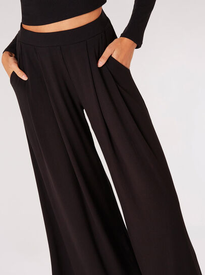 Ribbed Knit Palazzo Trousers