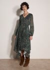 Leopard Print Chiffon Midi Dress, Khaki, large