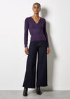 Rib Knit Wrap Top, Purple, large